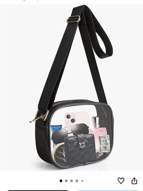 “Brand New”, Never Used Clear Crossbody Bag with Black Trim and Adjustable Strap